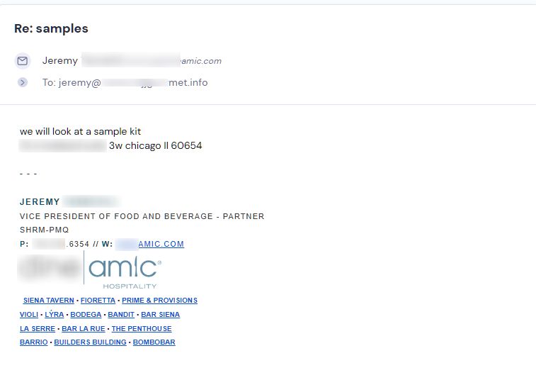 Retailer reply from CMJJ Gourmet